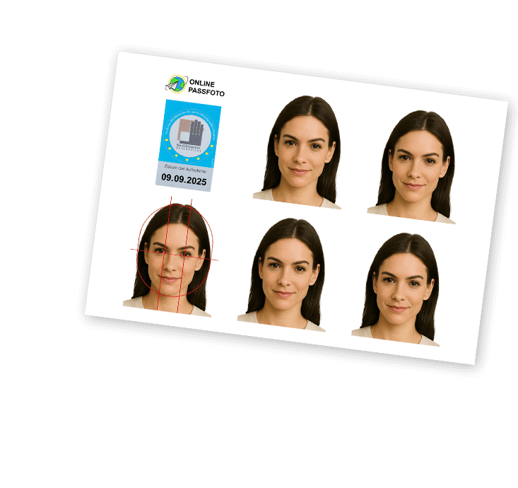 Rechter Teil eines Passbilderbogens